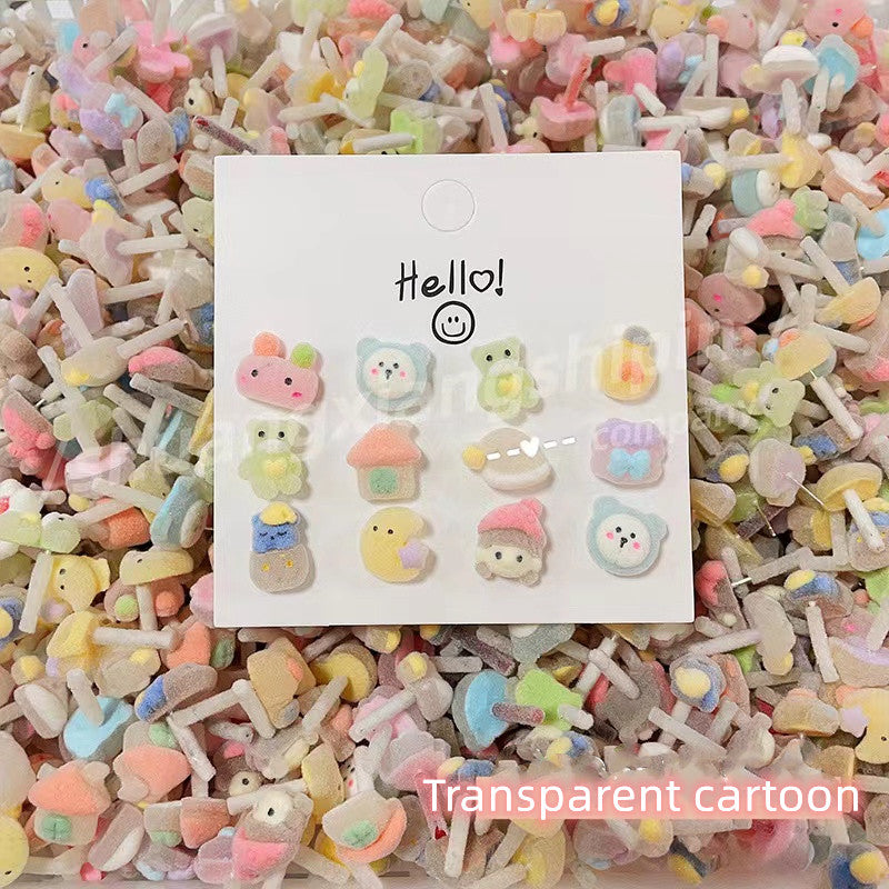 Cute flocking earrings-16 pcs