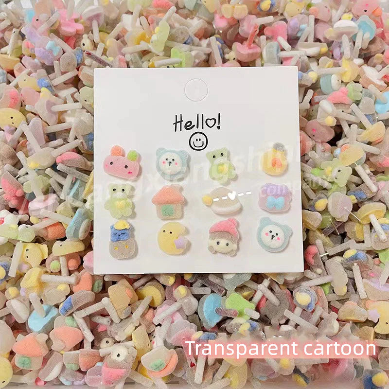 Cute flocking earrings-8 pcs