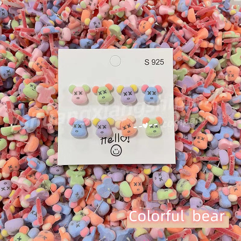 Cute flocking earrings-38 pcs