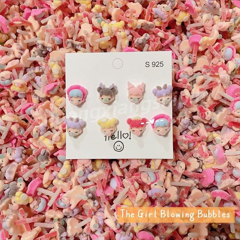 Cute flocking earrings-16 pcs